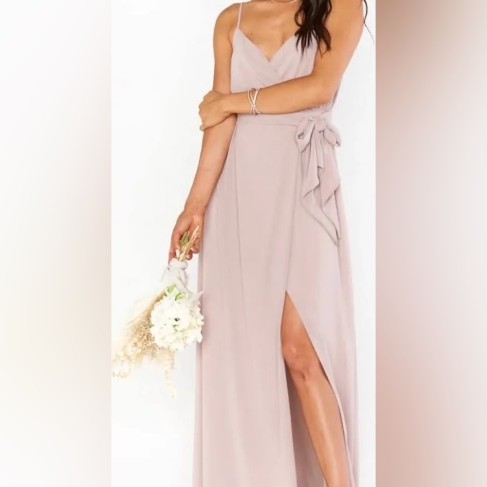 Show Me Your MuMu Liz Chiffon Faux Wrap Dress in Dusty Pink NWT